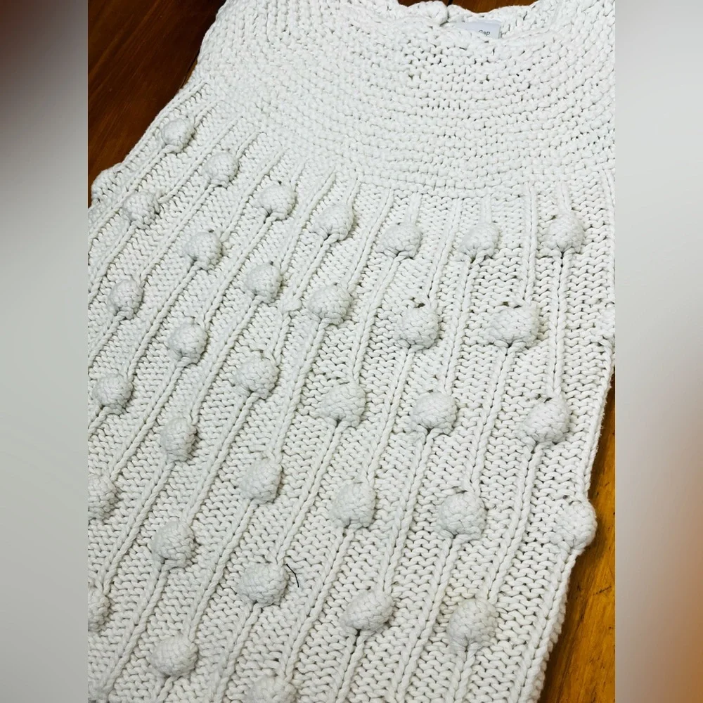 Baby Gap Girls 18-24mo Cotton Bobble Knit Sweater Dress Pom Pom Textured Chunky